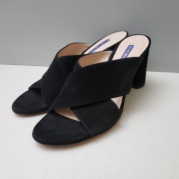 Stuart Weitzman Galene Sandals Black Suede Size 8.5 - Picture 2 of 5